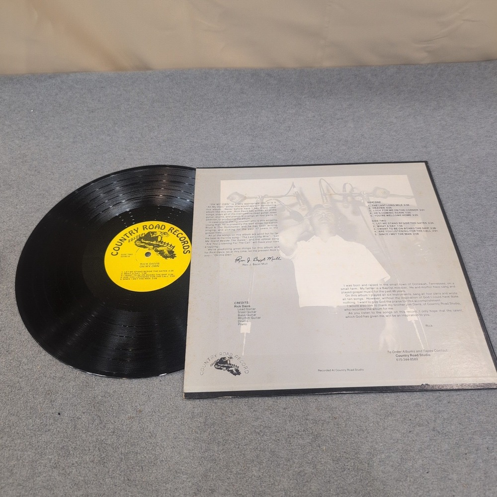 Rick Davis On My Own Vinyl LP Country Road Records Gospel Religious 33260704 - Picture 2 of 2